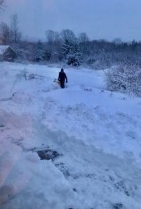 Frank shoveling snow 